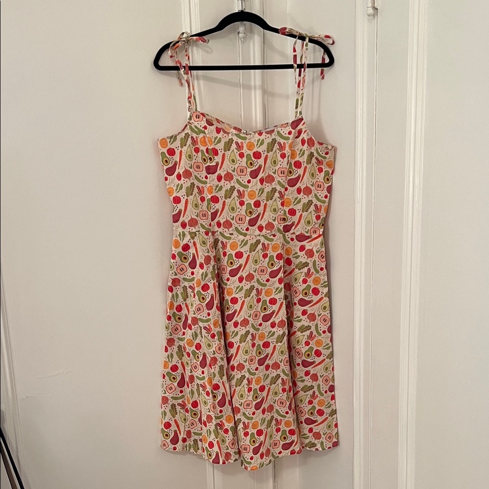 Colorful Fruit Print Sundress by Unique Vintage Size 14/XL